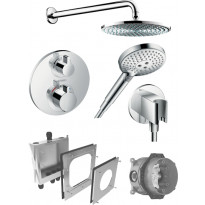 Sadesuihkusetti Hansgrohe Ecostat/Raindance S 240, termostaattihanalla, piiloasennus, hierova suihku, suihkupää ⌀236mm, kiiltävä kromi