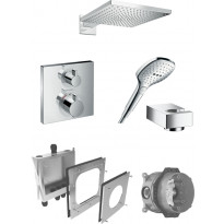 Sadesuihkusetti Hansgrohe ShowerSelect/Raindance E 300 Air, termostaattihanalla, piiloasennus, hierova suihku, ⌀300mm, kiiltävä kromi