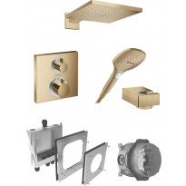 Sadesuihkusetti Hansgrohe ShowerSelect/Raindance E 300 Air, termostaattihanalla, suihkupää ⌀300mm, piiloasennus, hierova suihku, harjattu pronssi