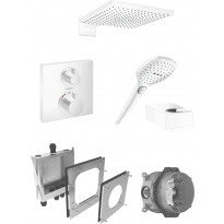 Sadesuihkusetti Hansgrohe ShowerSelect/Raindance E 300 Air, termostaattihanalla, piiloasennus, hierova suihku, ⌀300mm, matta valkoinen