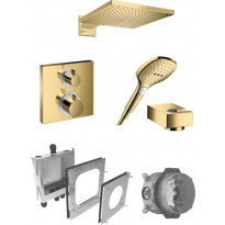Sadesuihkusetti Hansgrohe ShowerSelect/Raindance E 300 Air, termostaattihanalla, piiloasennus, hierova suihku, suihkupää ⌀300mm, kiiltävä kulta