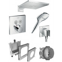 Sadesuihkusetti Hansgrohe ShowerSelect/Raindance E 300 Air, termostaattihanalla, piiloasennus, hierova suihku, suihkupää ø300mm, kiiltävä kromi