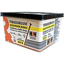 Terassiruuvi H&amp;H 55x4.2mm, AISI410, TX20, ruskea 250kpl/pkt