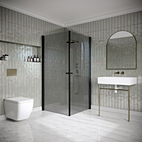 Suihkunurkka Hietakari Classic 148, 905x905mm, musta profiili, savulasi, Verkkokaupan poistotuote
