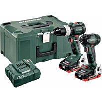 Työkalupaketti Metabo Combo Set 2.1.12 18V BL LiHD SB 18 LT BL + SSD 18 LTX 200 BL sisältää 2x4Ah LiHD-akut ja laturin ASC 55