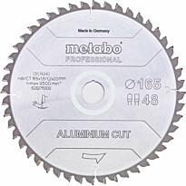 Pyörösahanterä Metabo Aluminium Cut-Professional 165x20 Z48 FZ/TZ 5° neg