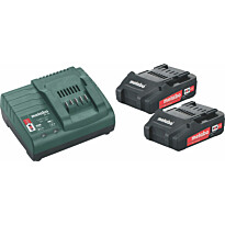 Akkupaketti Metabo 18V 2x2.0 Ah laturilla SC 30
