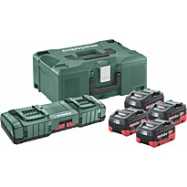 Akkupaketti Metabo 18V 4x8,0 Ah pikakäyttöisellä laturilla ASC 145 Duo
