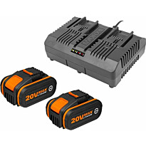 Akkupaketti Worx 20V sisältää 2 akkua ja laturin