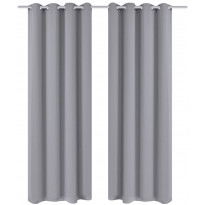 Harmaat pimennysverhot metallirenkailla 2 kpl 135 x 245 cm