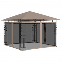 Huvimaja hyttysverkolla 3x3x2,73 m harmaanruskea 180 g/m²