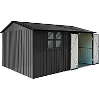 Pihavarasto Fornorth, 375x286x162cm, ikkuna, musta