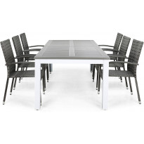 Ruokailuryhmä Monaco 220-280, 6 Thor Light tuolia, harmaa