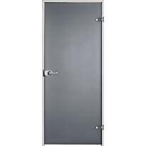 Kostean tilan ovi Swedoor Bath+, harmaa satiinilasi, 10x21, sis. painike, Verkkokaupan poistotuote