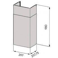 Jatkoputki Savo seinämalli, 990mm, ruostumaton teräs