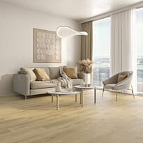 Vinyylilankku Karitma Premium Rigid Vinyl 7012 Woodland Oak, vaaleanruskea, integroitu askeläänieriste