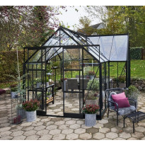 Kasvihuone Halls Garden Room, 12.9m², turvalaseilla, musta alumiinirunko