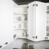 Yläkulmakaapin runko Ideal Keittiöt, 3 hyllyllä, 988x340mm, valkoinen, Verkkokaupan poistotuote