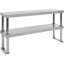 Keittiön työtason hylly 2 tasoa 120x30x65cm teräs