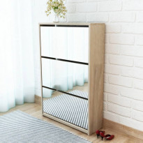 Kenkäkaappi 3 kerrosta ja peilit tammi 63x17x102.5 cm
