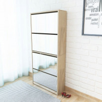 Kenkäkaappi peileillä 4 kerrosta tammenvärinen 63x17x134 cm