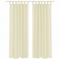 Kermanväriset sheer verhot 140 x 245 cm 2 kpl