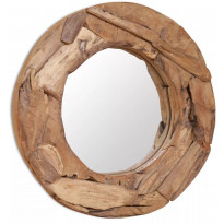 Koristeellinen peili pyöreä 60 cm tiikki