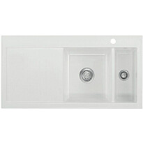 Keittiöallas Lavabo Mera 100 1½, 1000x510mm, oikea, keramiikka, valkoinen/kromi