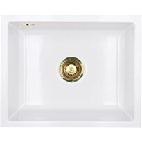 Keittiöallas Lavabo Mera 50 U, 556x441mm, keramiikka, valkoinen/messinki, Verkkokaupan poistotuote