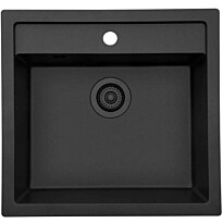 Keittiöallas Lavabo Jupiter 60, 556x526mm, komposiitti, musta, eri pohjaventtiilin värejä