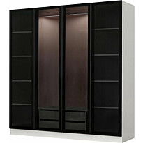 Vaatekaappi Linento Furniture Kale 6635 210x180cm valkoinen/musta