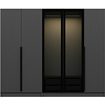 Vaatekaappi Linento Furniture Kale Plus 210x225cm 2 läpikuultavaa ovea eri värejä