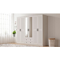 Vaatekaappi Linento Furniture Rb-075, 210x184cm, mattavalkoinen