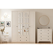 Vaatekaappi ja lipasto Linento Furniture Rb-015, mattavalkoinen