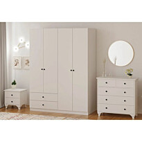 Vaatekaappi ja lipasto Linento Furniture Rb-068, mattavalkoinen