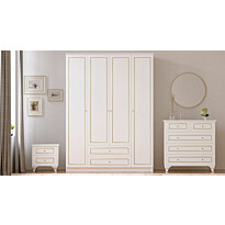 Vaatekaappi ja lipasto Linento Furniture Rb-081, mattavalkoinen