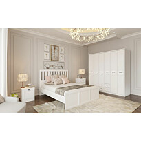 Makuuhuoneen huonekalusetti Linento Furniture Rb-168-01-006-01, mattavalkoinen