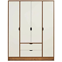 Vaatekaappi Linento Furniture Tuval 062 140cm saksanpähkinä/valkoinen