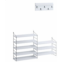 Kenkähylly ja naulakko Linento Furniture Biena valkoinen