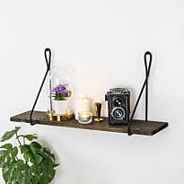 Puinen seinähylly Linento Furniture Amaryllis, leveys 60cm, tummanruskea