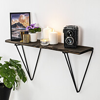 Puinen seinähylly Linento Furniture Gladiolus, leveys 60cm, ruskea/musta