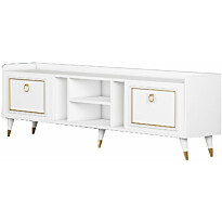 TV-taso Linento Furniture Rudy v2 valkoinen/kulta