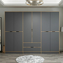 Vaatekaappi Linento Furniture Elina 2700, 277x208cm, tummanharmaa/ruskea