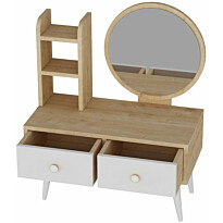 Meikkipöytä peilillä Linento Furniture Cindy, vaaleanruskea/valkoinen