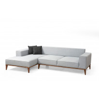 Avokulmasohva Linento Furniture Montana, 3-paikkainen, vasen, vaaleanharmaa