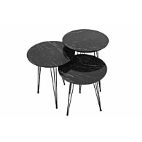 Sarjapöytä kolmiosainen Linento Furniture Siyah harmaa/musta