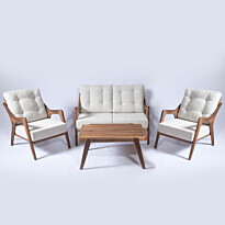 Oleskeluryhmä Linento Garden Walnut, 4-istuttava, kerma