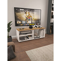 TV-taso Linento Furniture Tiny, leveys 115cm, valkoinen/ruskea