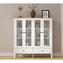 Vitriinikaappi Linento Furniture FRN-20071, 130x136cm, valkoinen/ruskea
