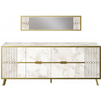 Senkki ja peili Linento Furniture Frida, valkoinen/kulta
